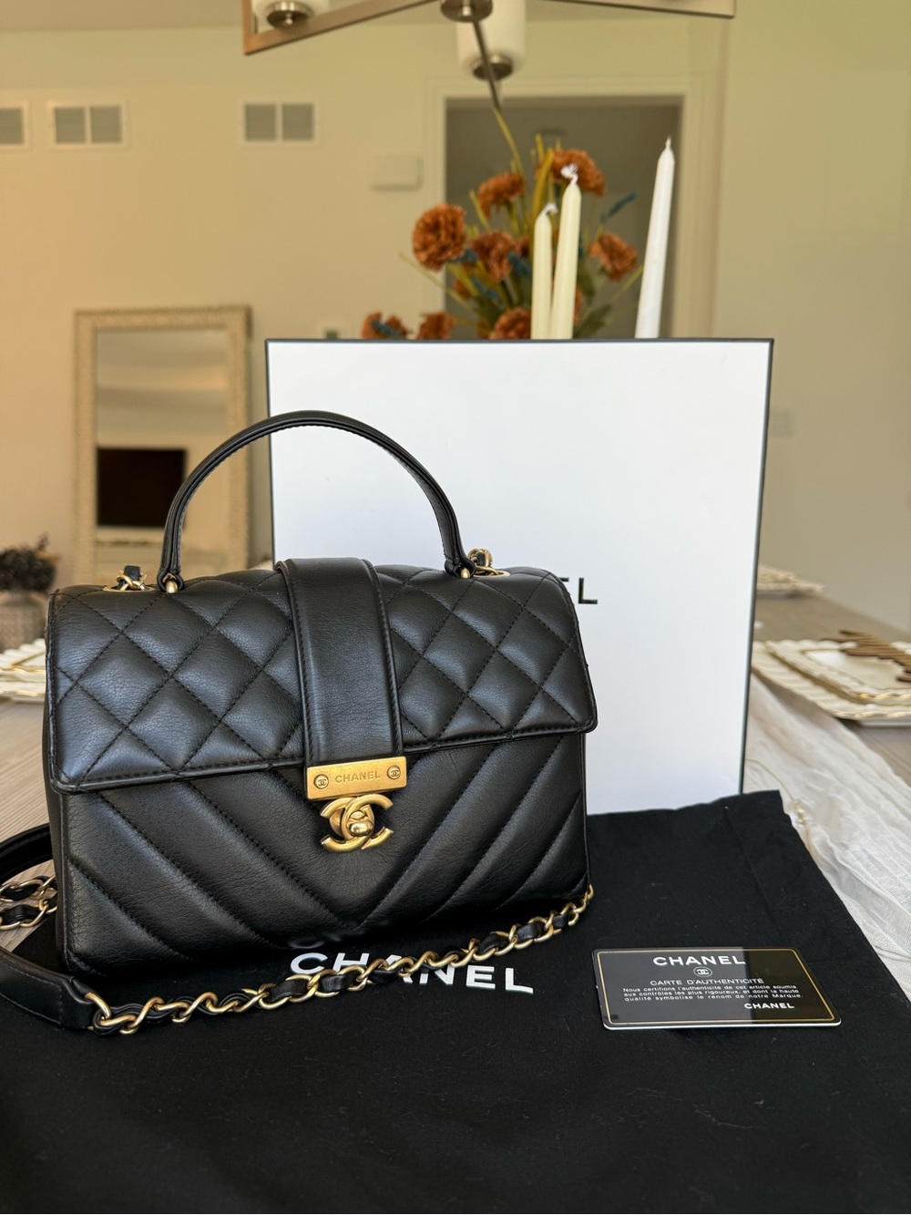 CHANEL Black Quilted Calfskin Leather Gold Class CC Top Handle Bag - Picture 3 of 17